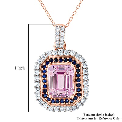 D'Joy Premium Martha Rocha Kunzite and Multi Gemstone 3.90 ctw Blush Mosaic Halo Pendant Necklace in 18K Vermeil Rose Gold Over Sterling Silver 20 Inches