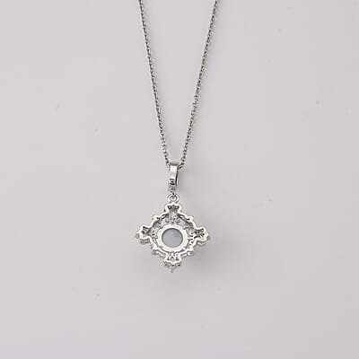 Aquamarine and Simulated Diamond 5.00 ctw Pendant in Silvertone with Stainless Steel Necklace (20 Inches)