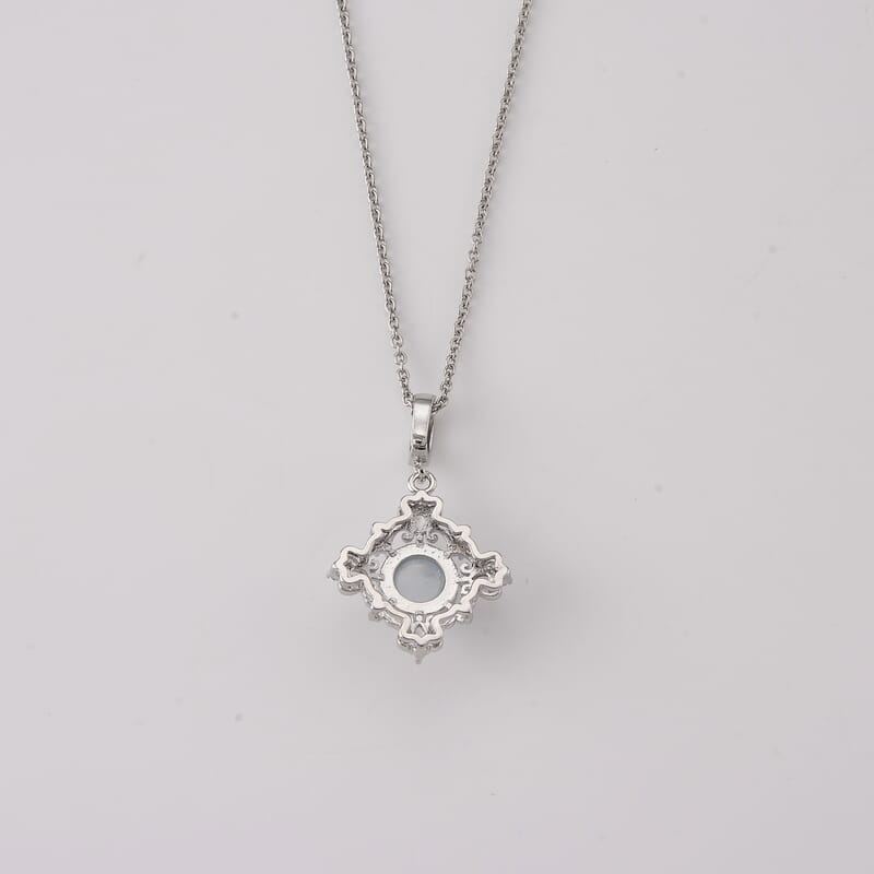 Aquamarine and Simulated Diamond 5.00 ctw Pendant in Silvertone with Stainless Steel Necklace (20 Inches)