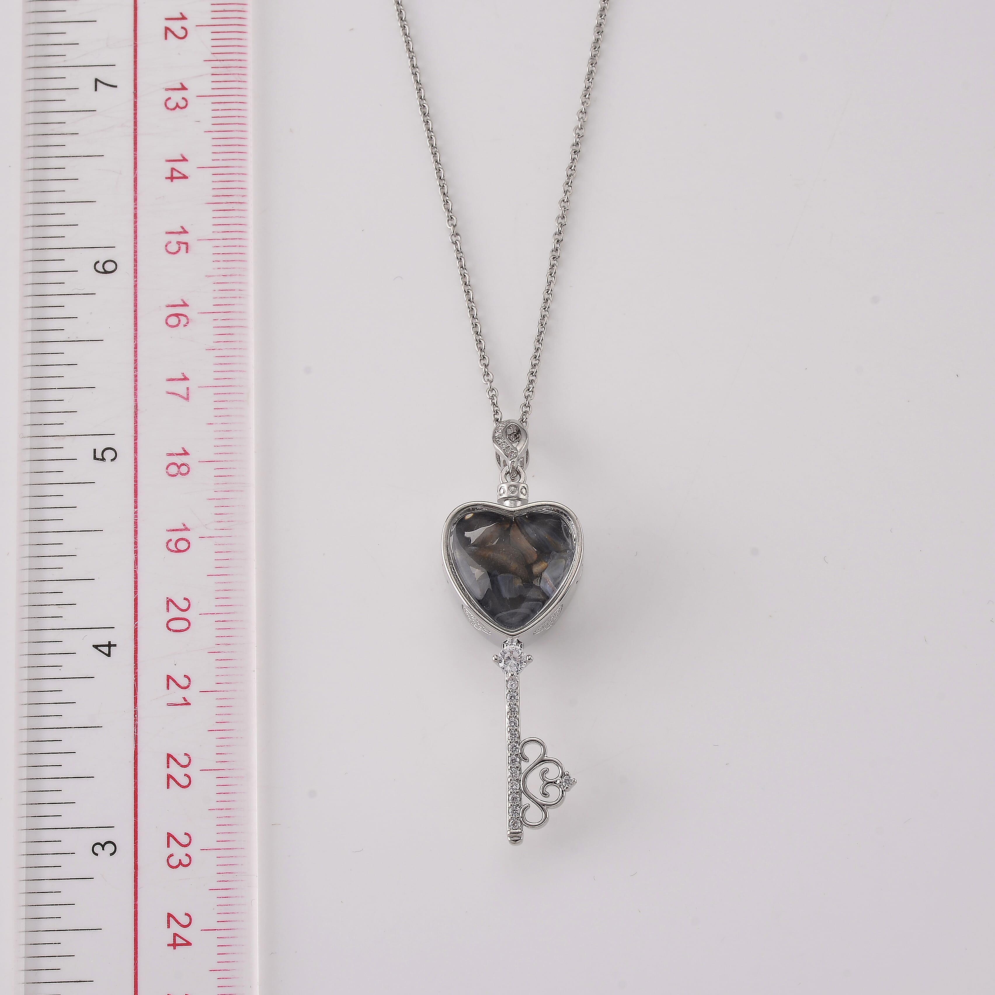 Pietersite and Simulated Diamond 36.00 ctw Pendant in Silvertone with Stainless Steel Necklace (20 inches)