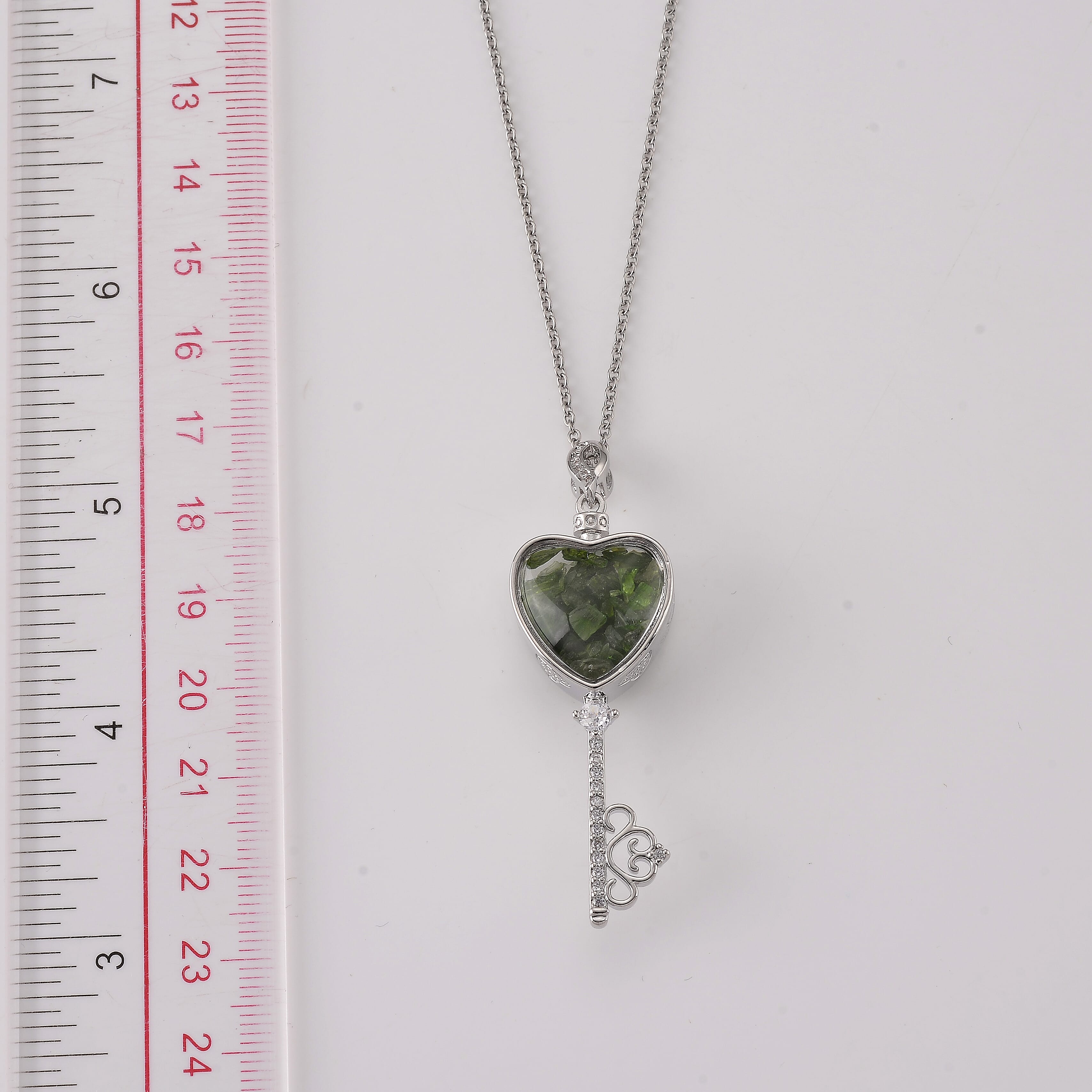 Chrome Diopside and Simulated Diamond 36.00 ctw Pendant in Silvertone with Stainless Steel Necklace (20 inches)