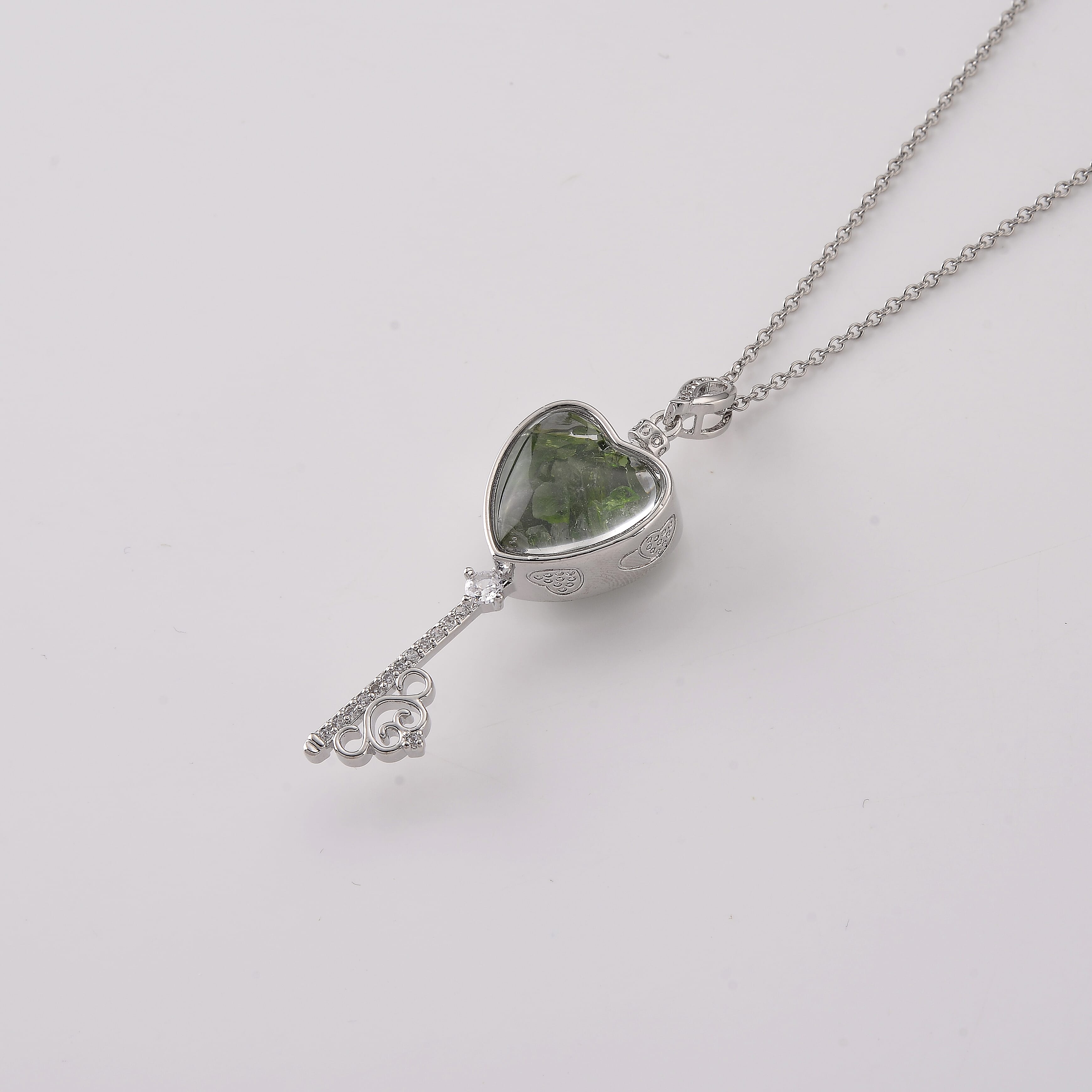 Chrome Diopside and Simulated Diamond 36.00 ctw Pendant in Silvertone with Stainless Steel Necklace (20 inches)