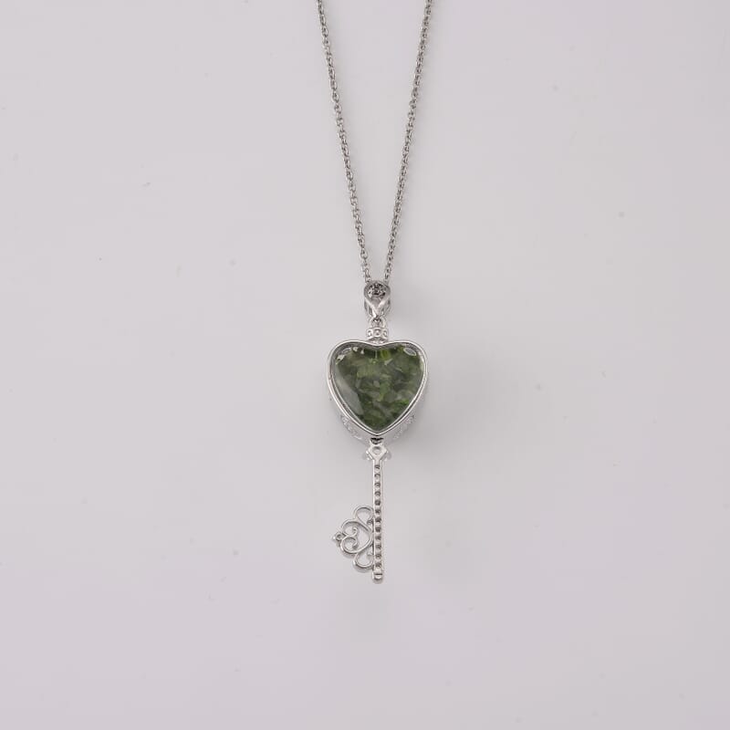 Chrome Diopside and Simulated Diamond 36.00 ctw Pendant in Silvertone with Stainless Steel Necklace (20 inches)