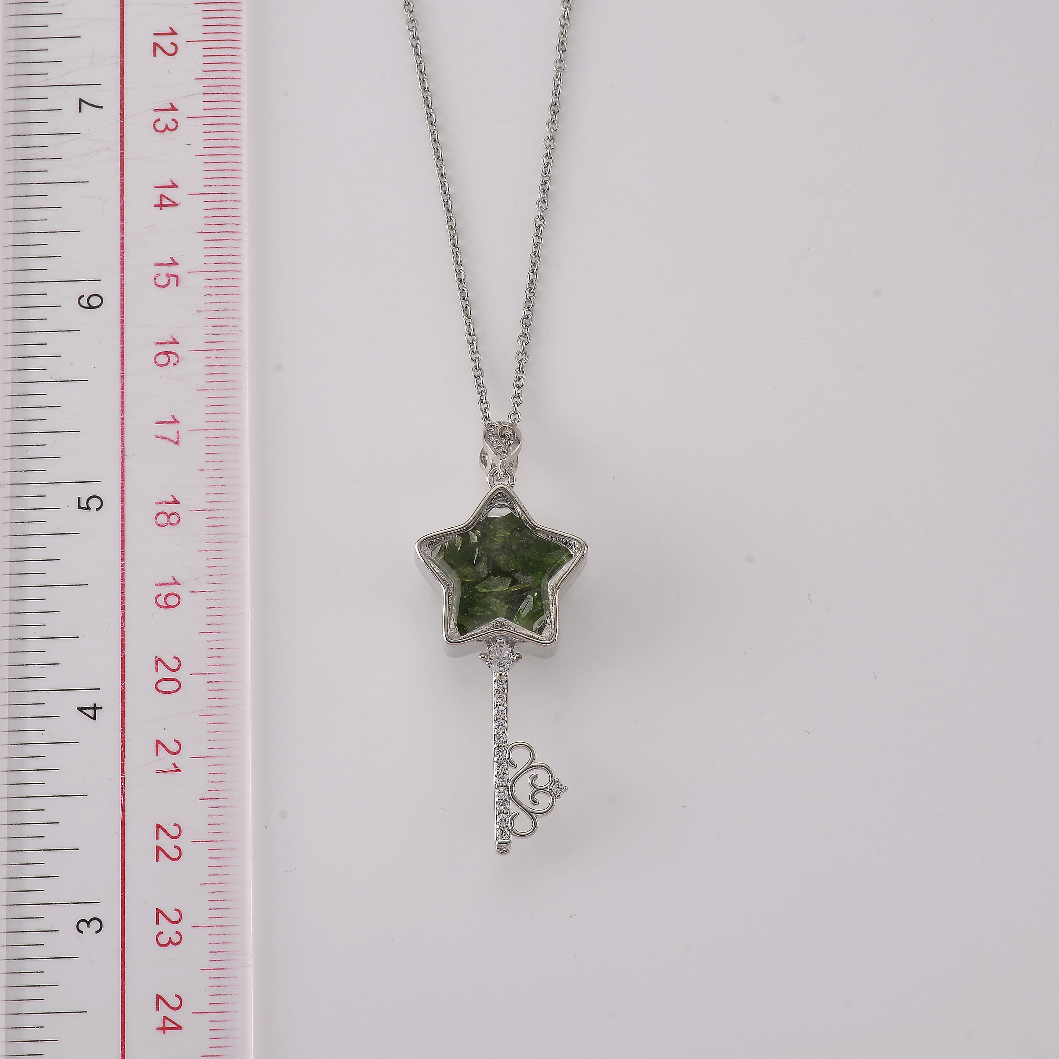 Chrome Diopside and Simulated Diamond 36.00 ctw Pendant in Silvertone with Stainless Steel Necklace (20 inches)