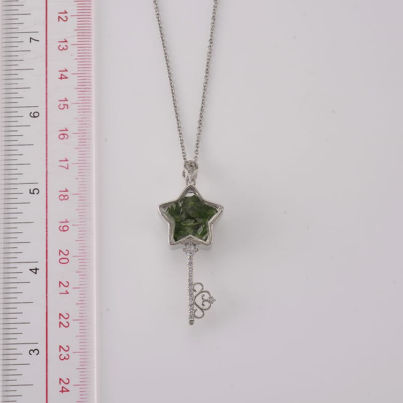Chrome Diopside and Simulated Diamond 36.00 ctw Pendant in Silvertone with Stainless Steel Necklace (20 inches)