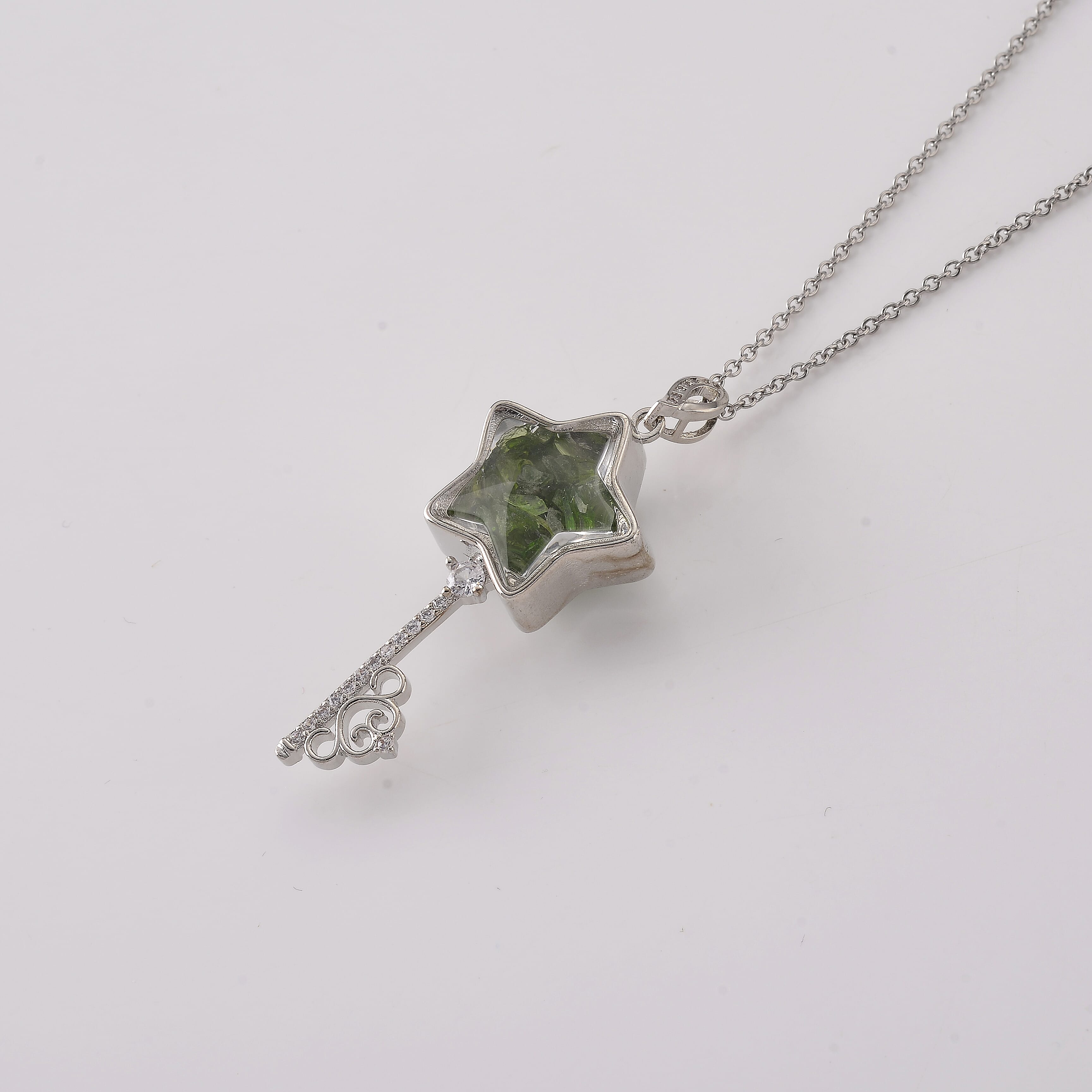 Chrome Diopside and Simulated Diamond 36.00 ctw Pendant in Silvertone with Stainless Steel Necklace (20 inches)