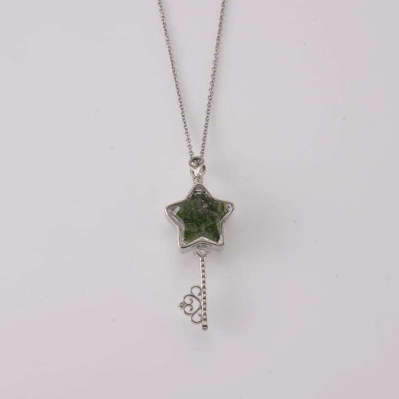 Chrome Diopside and Simulated Diamond 36.00 ctw Pendant in Silvertone with Stainless Steel Necklace (20 inches)
