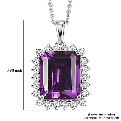 D'Joy Lab Grown Color Change Sapphire and Moissanite 9.25 ctw Pendant Necklace in Rhodium Over Sterling Silver 20 Inches