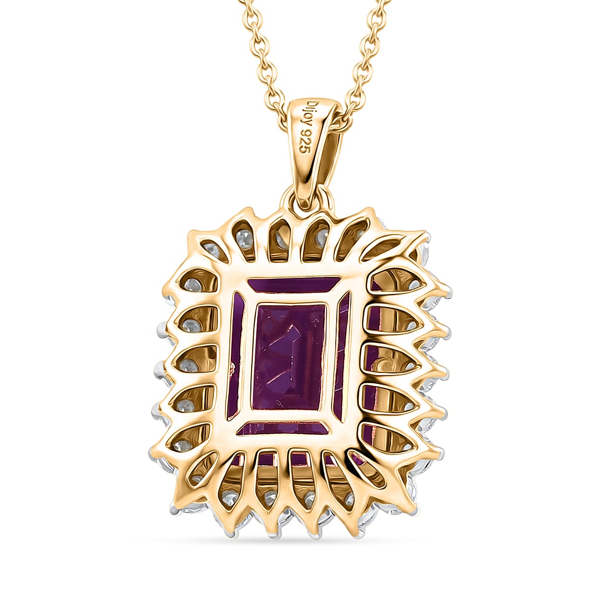 D'Joy Lab Grown Color Change Sapphire and Moissanite 9.25 ctw Pendant Necklace in 18K Vermeil Yellow Gold Over Sterling Silver 20 Inches image number 4