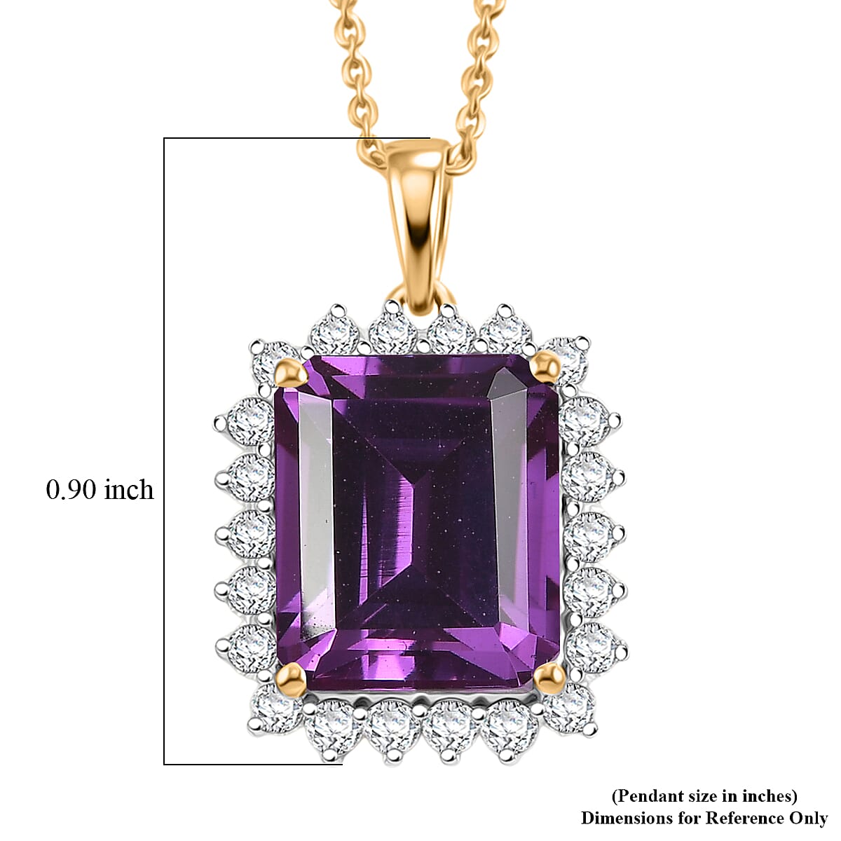 D'Joy Lab Grown Color Change Sapphire and Moissanite 9.25 ctw Pendant Necklace in 18K Vermeil Yellow Gold Over Sterling Silver 20 Inches