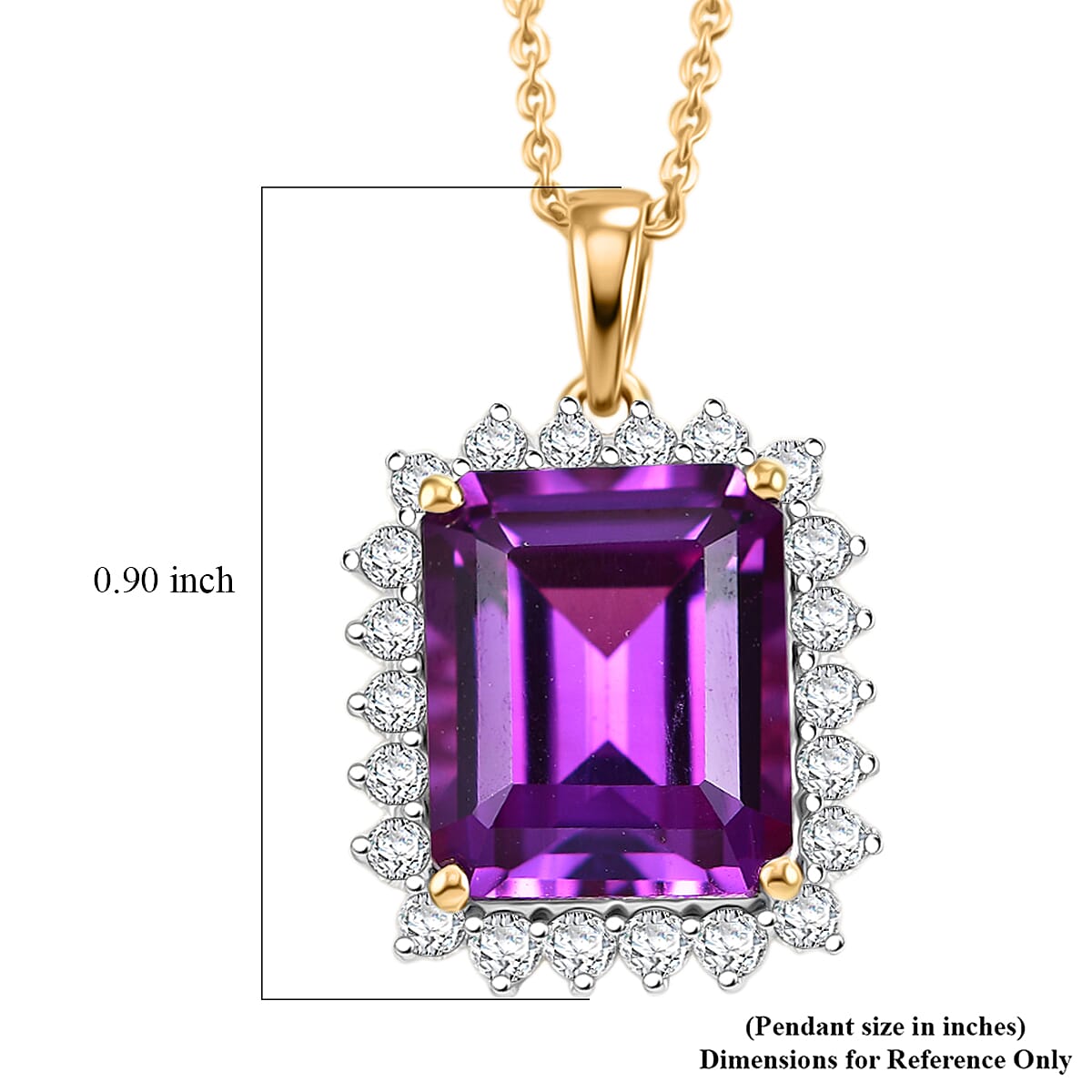 D'Joy Lab Grown Color Change Sapphire and Moissanite 9.25 ctw Pendant Necklace in 18K Vermeil Yellow Gold Over Sterling Silver 20 Inches image number 5