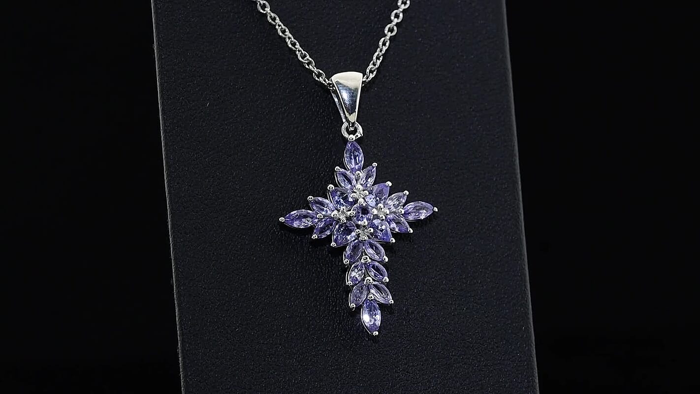 EverTrue Tanzanite Pendant in Platinum Bond with Stainless Steel Necklace (20 Inches) 2.40 ctw