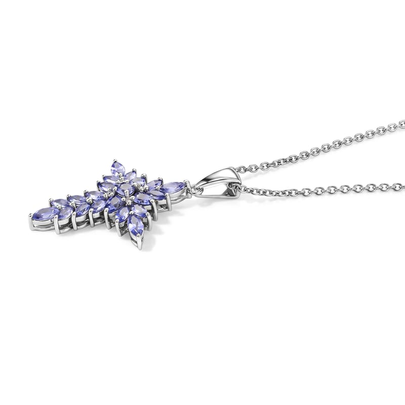 EverTrue Tanzanite 2.40 ctw Pendant in Platinum Bond with Stainless Steel Necklace 20 Inches
