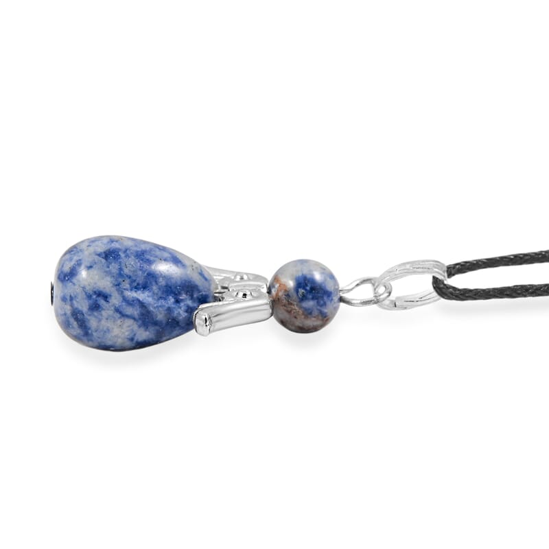 Angel Brazil Sodalite 19.65 ctw Earrings and Pendant Necklace in Silvertone 24 Inches