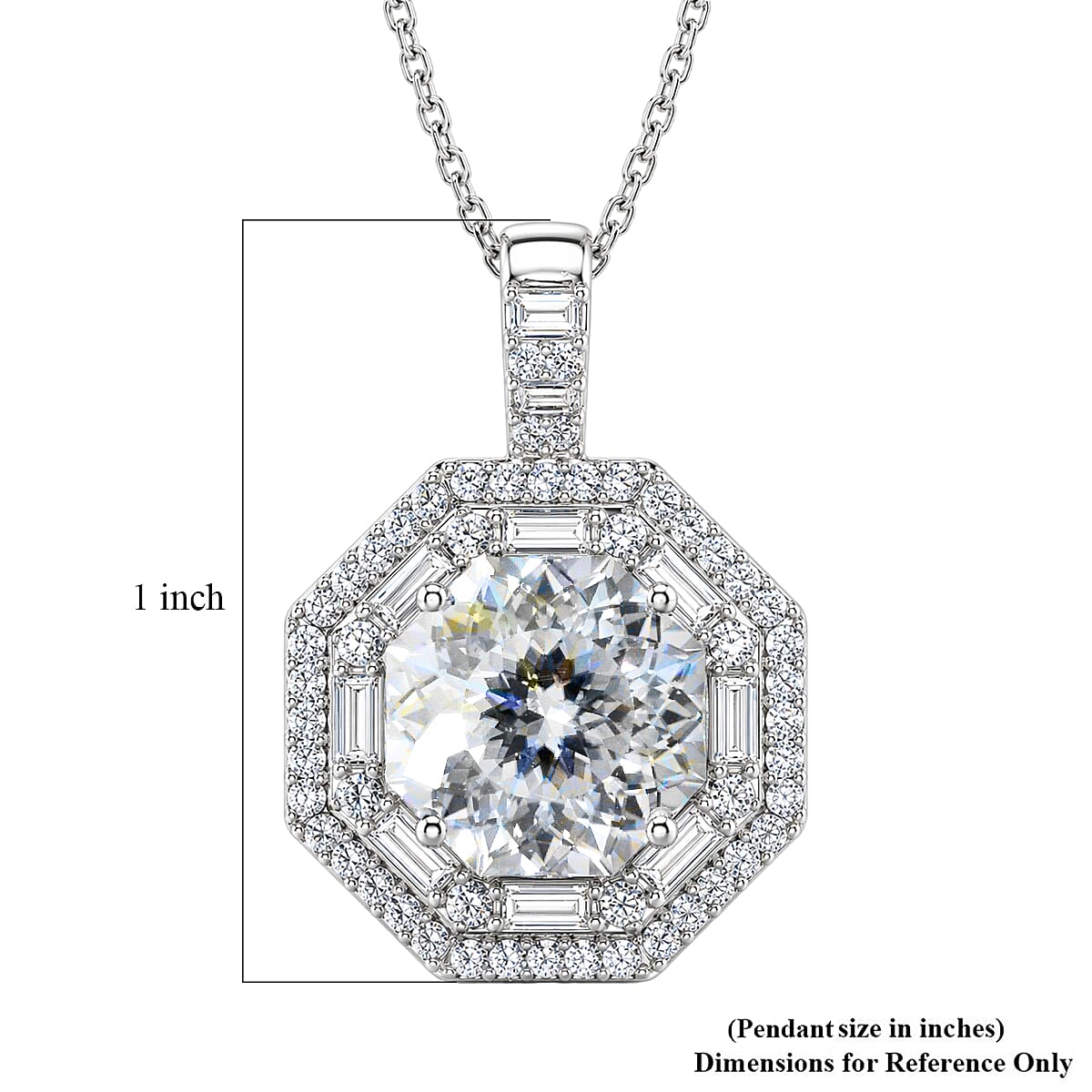 D'Joy Portuguese Cut 161 Facets Moissanite 5.25 ctw Pendant Necklace in Rhodium Over Sterling Silver 18 Inches image number 5