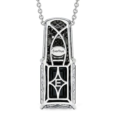 EverTrue Thai Black Spinel and White Zircon 19.35 ctw Dusky Shine Pendant in Platinum Bond with Stainless Steel Necklace (20 Inches)