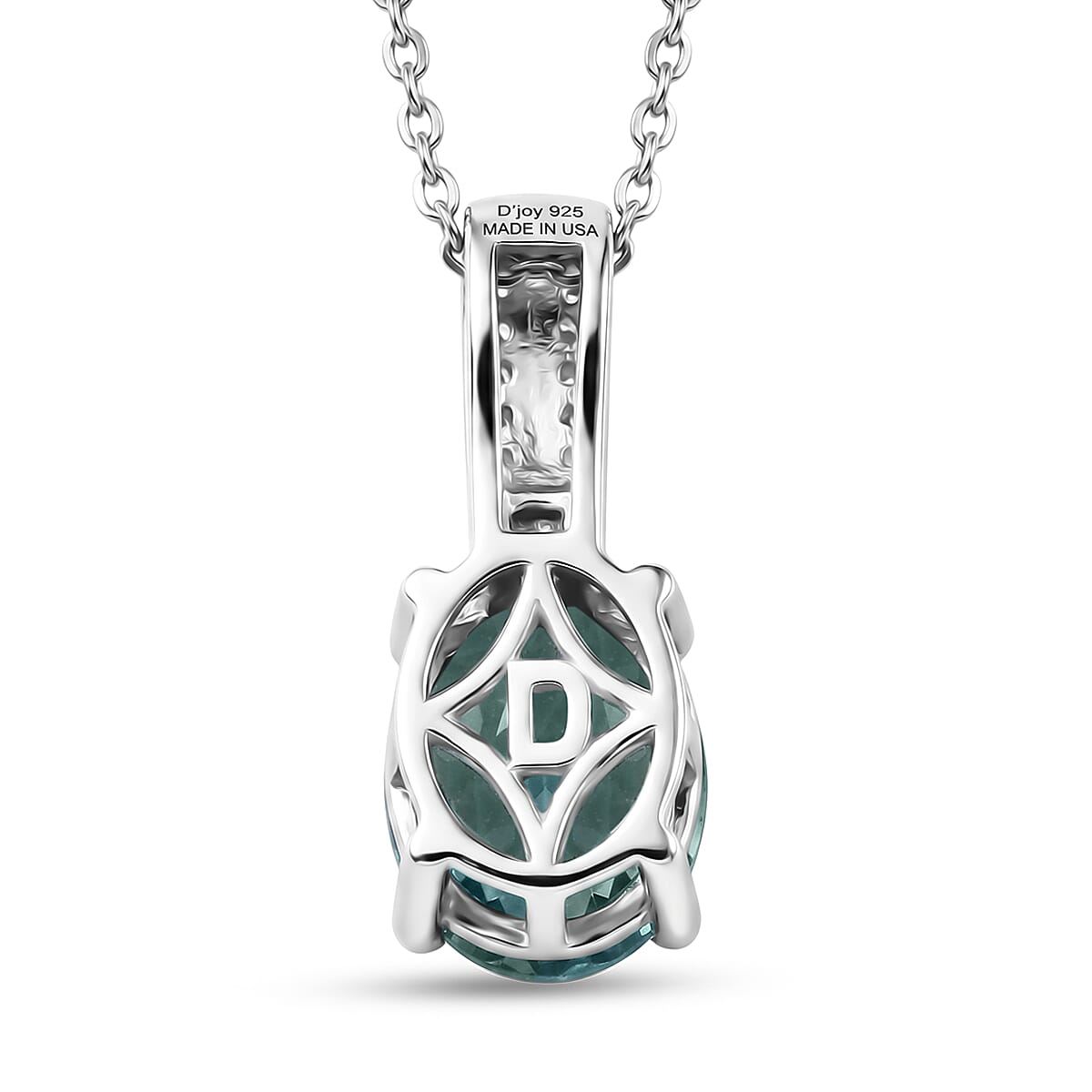 D'Joy Premium Grandidierite and Moissanite 2.85 ctw Ocean Solitaire Pendant Necklace in Rhodium Over Sterling Silver (20 Inches)