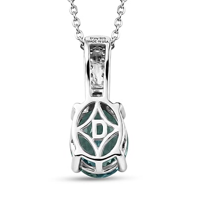 D'Joy Premium Grandidierite and Moissanite 2.85 ctw Ocean Solitaire Pendant Necklace in Rhodium Over Sterling Silver (20 Inches)