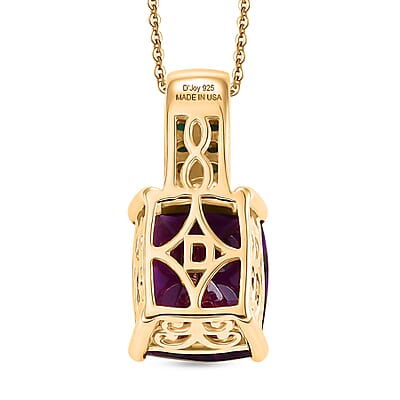 D'Joy Premium Moroccan Amethyst and Sleeping Beauty Turquoise 5.50 ctw Palace Gem Pendant Necklace in 18K Vermeil Yellow Gold Over Sterling Silver (20 Inches)