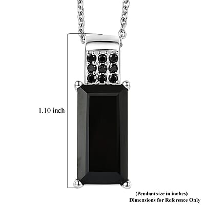 EverTrue Thai Black Spinel 10.00 ctw Midnight Crown Pillar Pendant in Platinum Bond with Stainless Steel Necklace 20 Inches