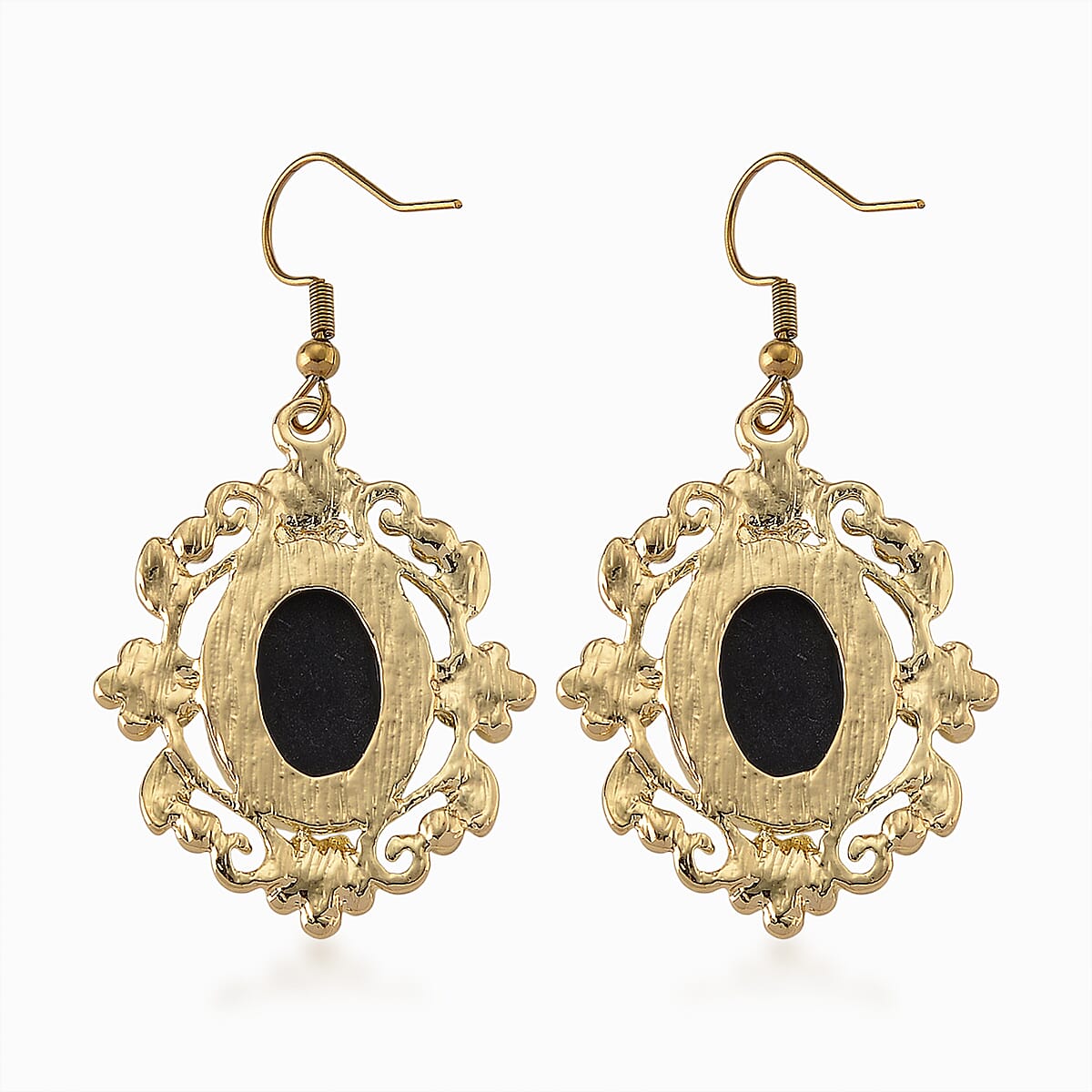 Blue Cameo, Austrian Crystal Necklace (20-22 Inches) and Earrings in Goldtone image number 7