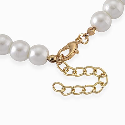 Pink Cameo, Simulated Pearl and Austrian Crystal Necklace (20-22 Inches) and Earrings in Goldtone