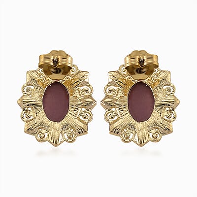Pink Cameo, Simulated Pearl and Austrian Crystal Necklace (20-22 Inches) and Earrings in Goldtone