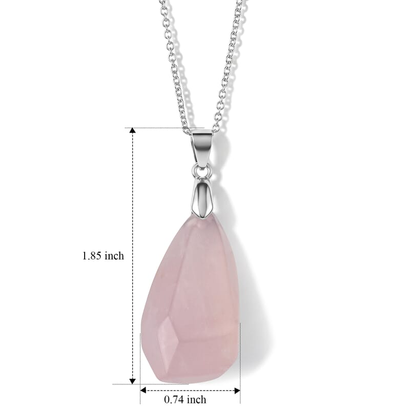 Galilea Rose Quartz 50.00 ctw Pendant Necklace (20 Inches) in Stainless Steel