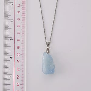 Aquamarine 40.00 ctw Pendant Necklace (20 Inches) in Stainless Steel