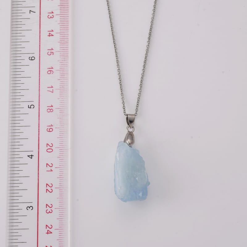 Aquamarine 40.00 ctw Pendant Necklace (20 Inches) in Stainless Steel