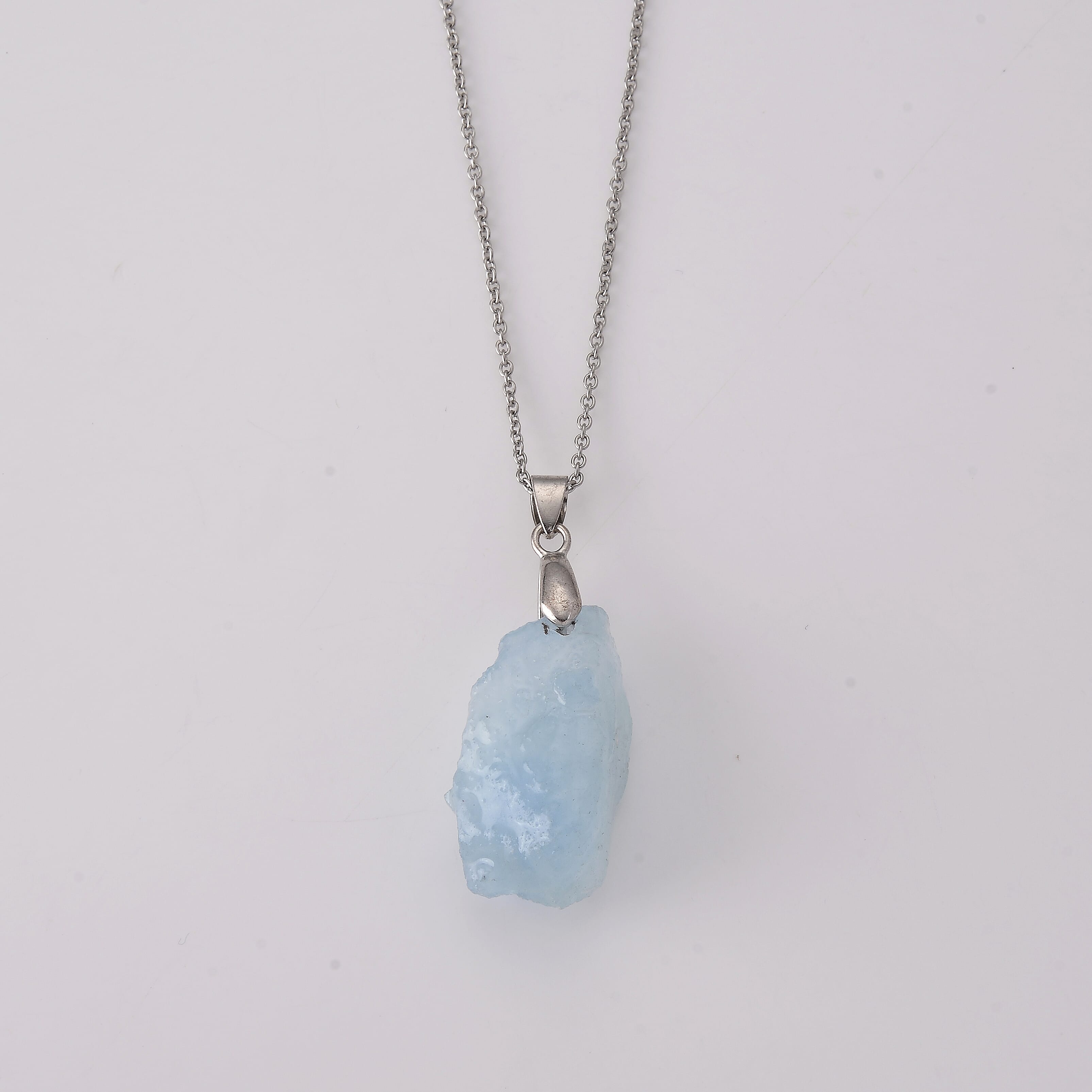 Aquamarine 40.00 ctw Pendant Necklace (20 Inches) in Stainless Steel