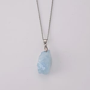 Aquamarine 40.00 ctw Pendant Necklace (20 Inches) in Stainless Steel