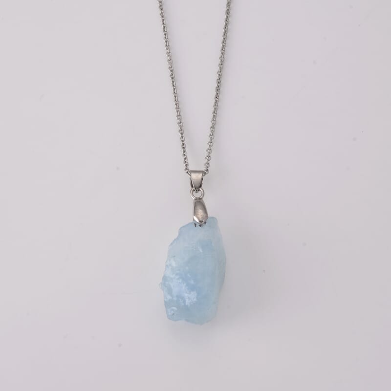 Aquamarine 40.00 ctw Pendant Necklace (20 Inches) in Stainless Steel