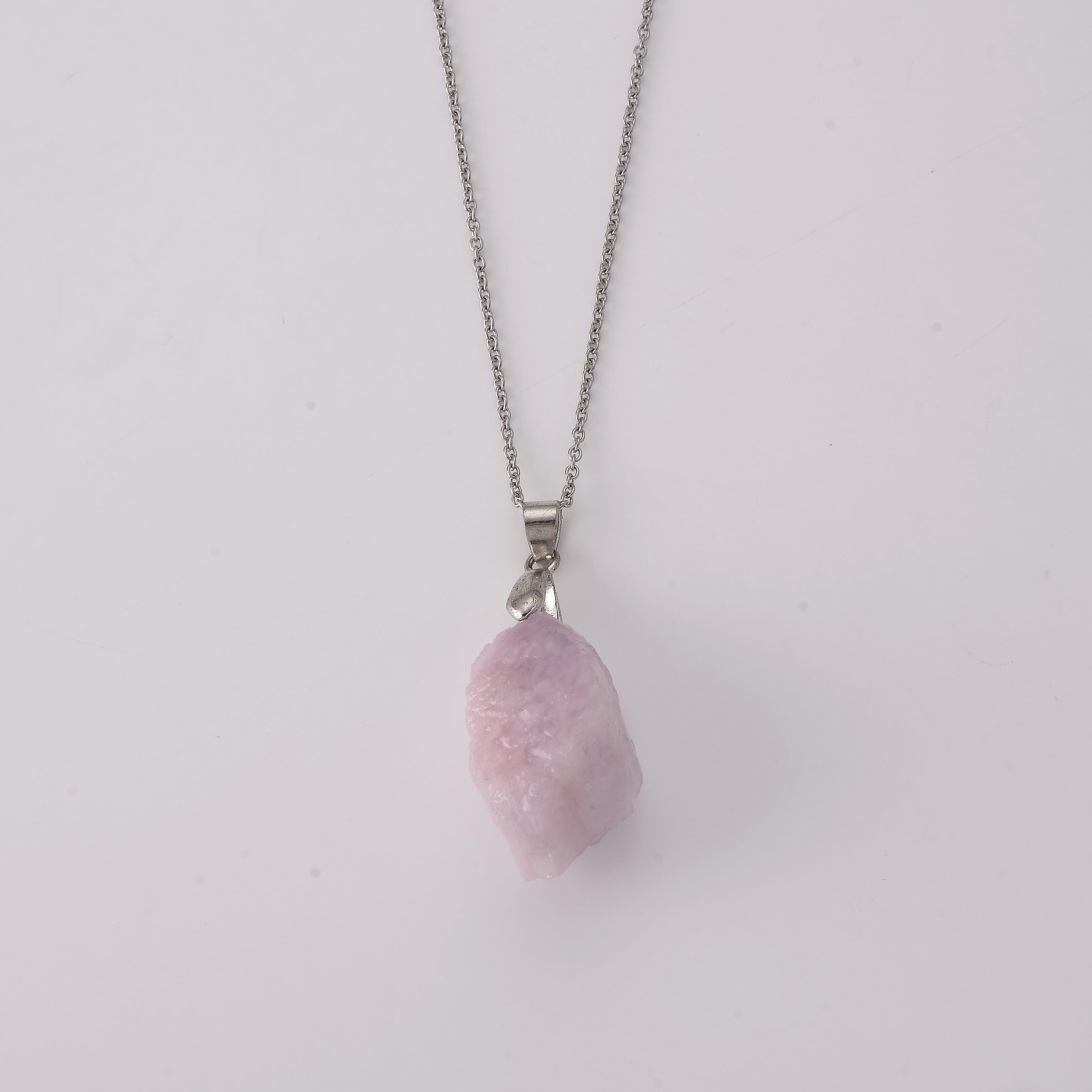 Kunzite 55.00 ctw Pendant Necklace (20 Inches) in Stainless Steel