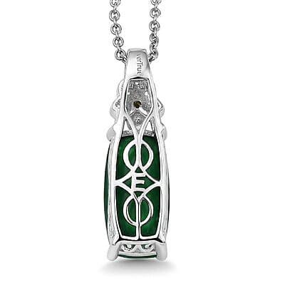 EverTrue Verde Onyx and Multi Gemstone 6.55 ctw Forest Bloom Pendant in 18K YG Plated and Platinum Bond with Stainless Steel Necklace 20 Inches