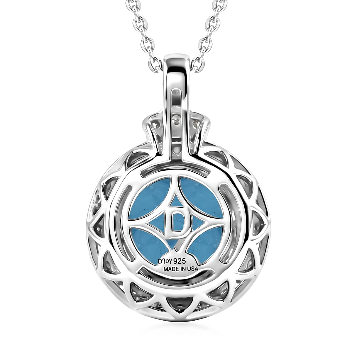 Certified & Appraised D'Joy Premium Fancy Cut Swiss Blue Topaz and Moissanite 3.80 ctw Pendant Necklace in Rhodium Over Sterling Silver 20 Inches  image number 4