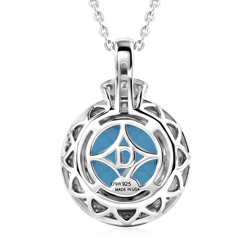 Certified & Appraised D'Joy Premium Fancy Cut Swiss Blue Topaz and Moissanite 3.80 ctw Pendant Necklace in Rhodium Over Sterling Silver 20 Inches