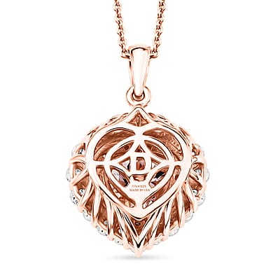 D'Joy Marropino Morganite and Moissanite 2.00 ctw Pendant Necklace in 18K Vermeil Rose Gold Over Sterling Silver 18 Inches