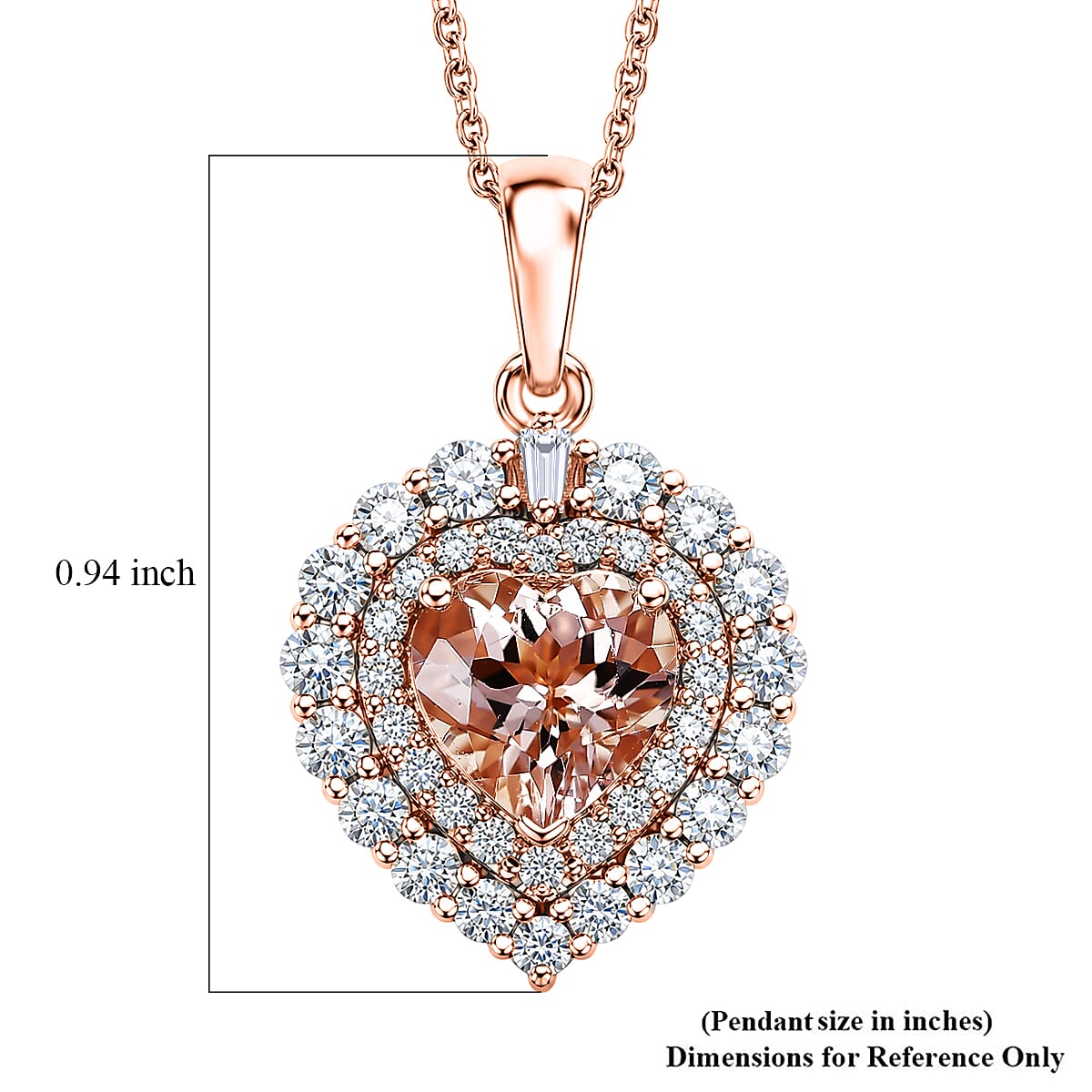 D'Joy Marropino Morganite and Moissanite 2.00 ctw Pendant Necklace in 18K Vermeil Rose Gold Over Sterling Silver 18 Inches image number 5