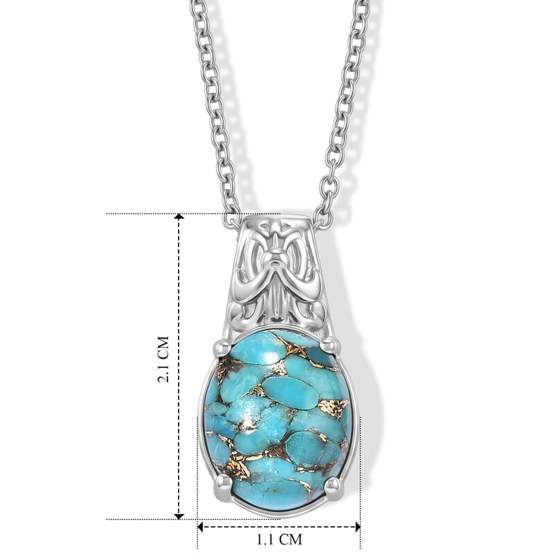 EverTrue Mojave Blue Turquoise 4.80 ctw Pendant Necklace in Stainless Steel 20 Inches