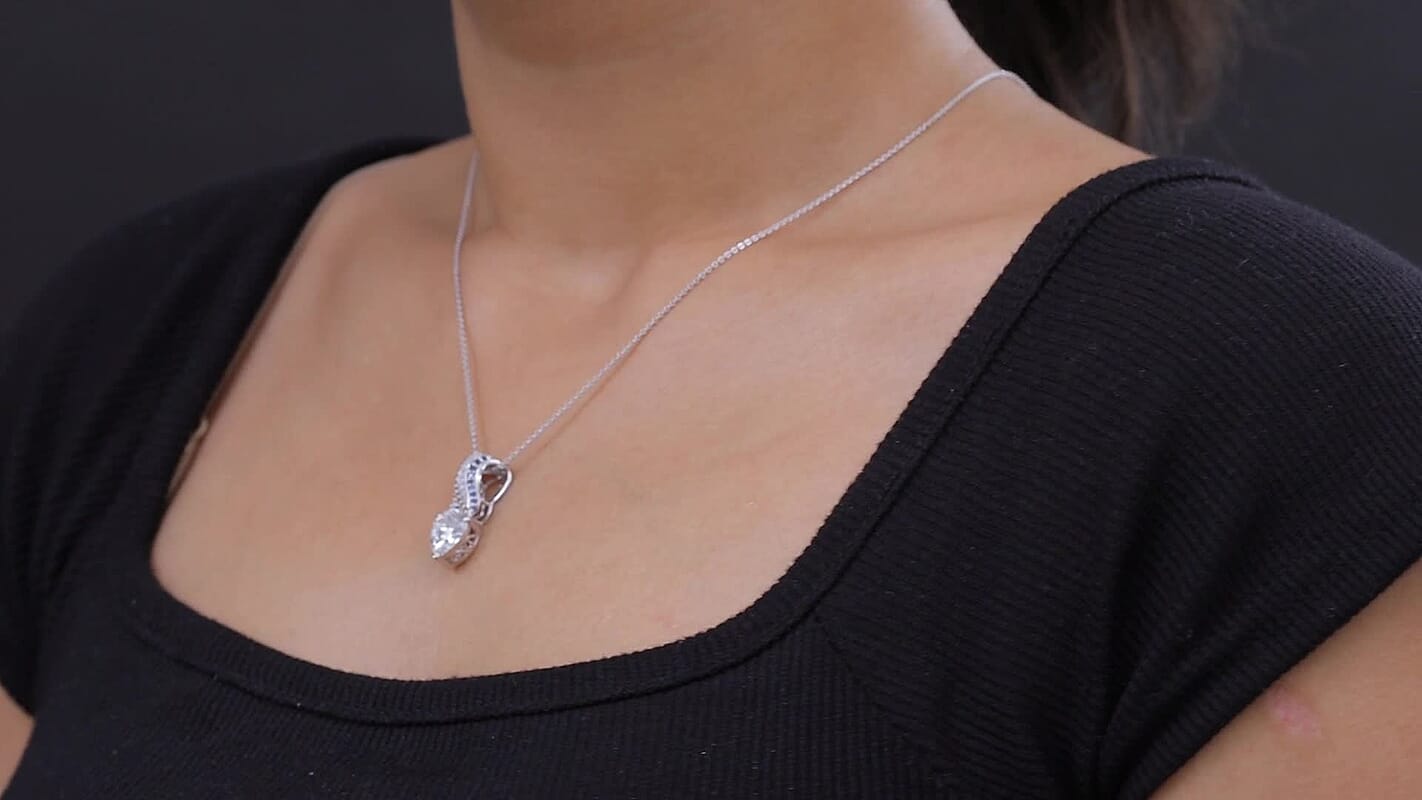 D'Joy Moissanite (Pear 10x8 mm), Multi Gemstone Pendant Necklace (20 Inches) in Rhodium Over Sterling Silver 2.75 ctw