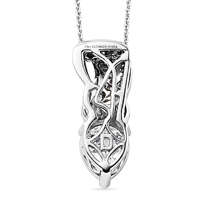 D'Joy Moissanite and Multi Gemstone 2.75 ctw Pendant Necklace in Rhodium Over Sterling Silver 20 Inches