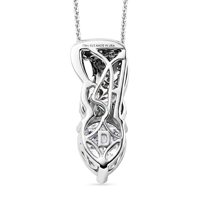 D'Joy Moissanite and Multi Gemstone 2.75 ctw Pendant Necklace in Rhodium Over Sterling Silver 20 Inches