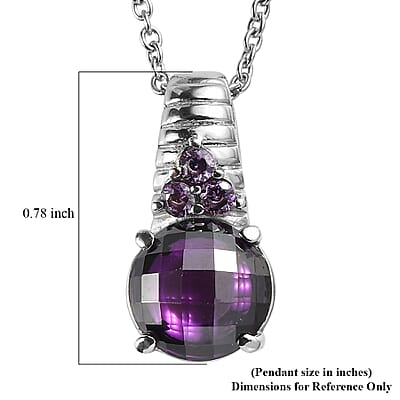 EverTrue Simulated Amethyst Color Diamond Pendant Necklace in Stainless Steel 20 Inches