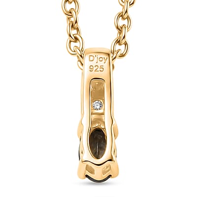 D'Joy Green Tanzanite and White Zircon 0.25 ctw Pendant in 14K YG Over with ION Plated YG Stainless Steel Necklace 20 Inches