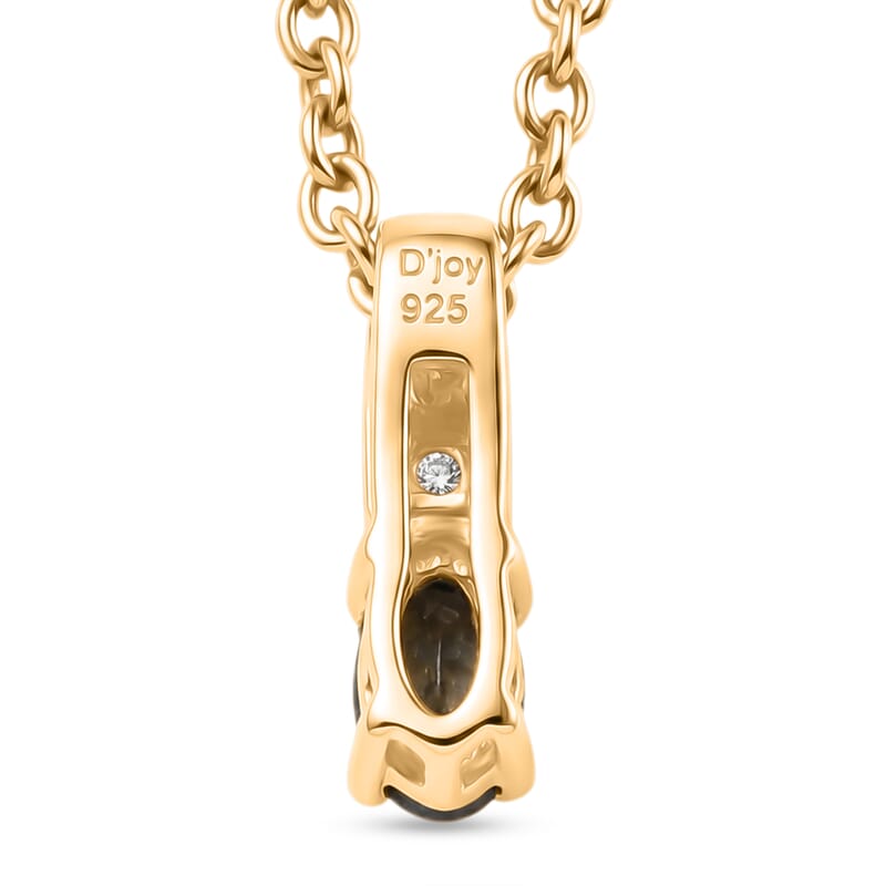 D'Joy Green Tanzanite and White Zircon 0.25 ctw Pendant in 14K YG Over with ION Plated YG Stainless Steel Necklace 20 Inches