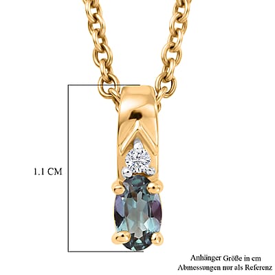 D'Joy Green Tanzanite and White Zircon 0.25 ctw Pendant in 14K YG Over with ION Plated YG Stainless Steel Necklace 20 Inches