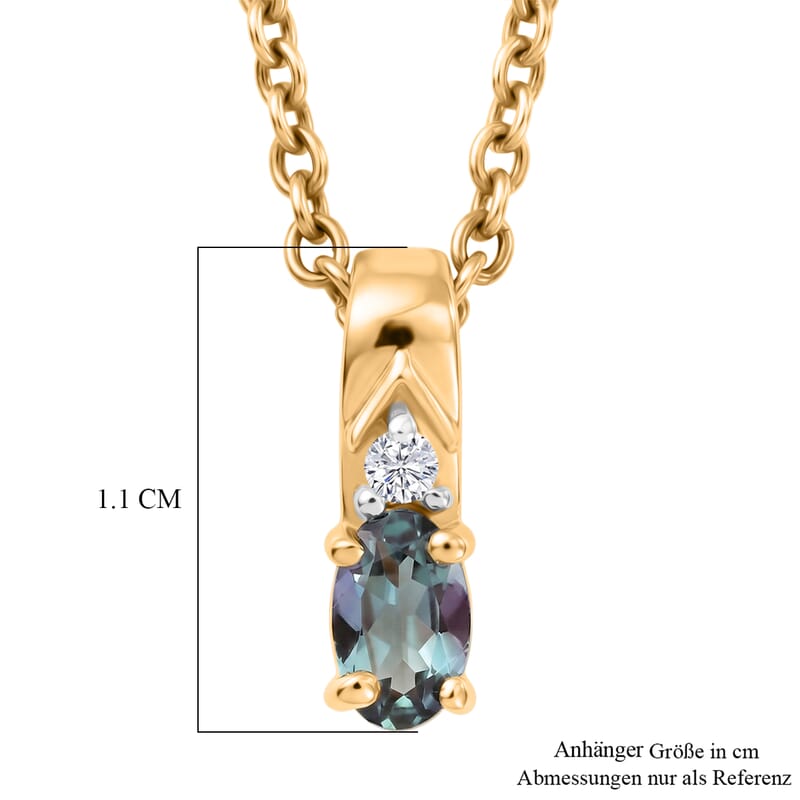 D'Joy Green Tanzanite and White Zircon 0.25 ctw Pendant in 14K YG Over with ION Plated YG Stainless Steel Necklace 20 Inches