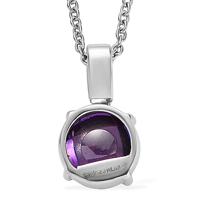 EverTrue Simulated Amethyst Color Diamond Ring (Size 6) and Pendant Necklace 20 Inches in Stainless Steel