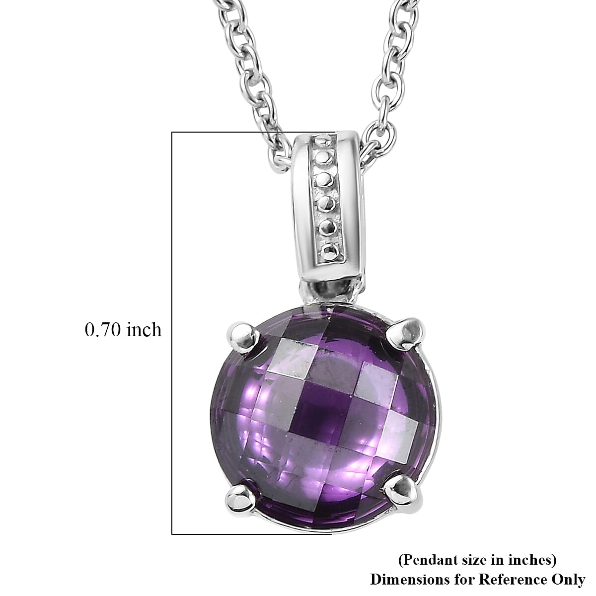 EverTrue Simulated Amethyst Color Diamond Ring (Size 7) and Pendant Necklace 20 Inches in Stainless Steel